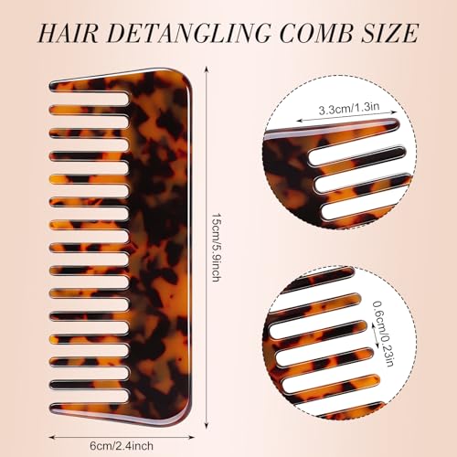 Wide Tooth Detangling Comb Set for Thick & Curly Hair - 2 Pack