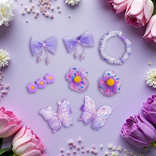 26pcs Purple Flower Hair Clips Set for Girls - No Slip Barrettes