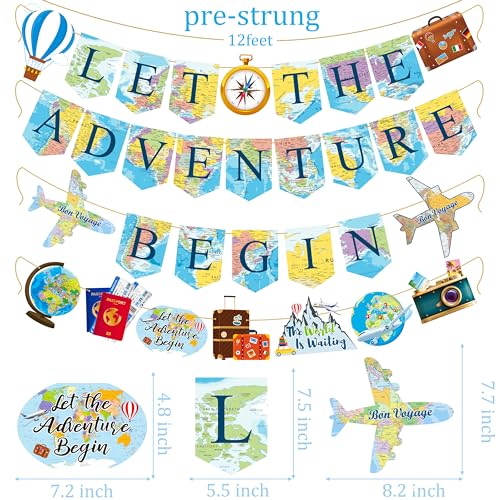Let The Adventure Begin Banner Set - 4 Travel Themed Party Decorations