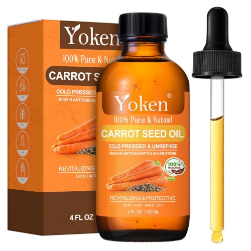Yoken Cold Pressed Carrot Seed Oil 4oz - Pure Moisturizing Oil for Skin & Hair