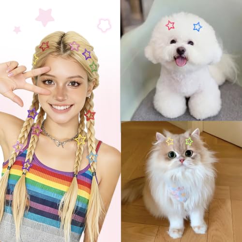 144 Pcs Star Hair Clips - 1.2'' Colorful Non-Slip Barrettes