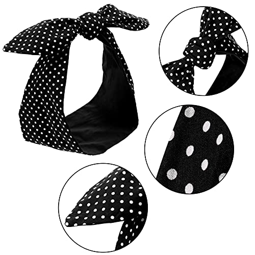 Hicarer Black Polka Dot Headband with Twist Bow - Small Dots