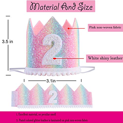 WAWUO Baby Rainbow Crown Hats - 2 Pack Birthday Photo Props