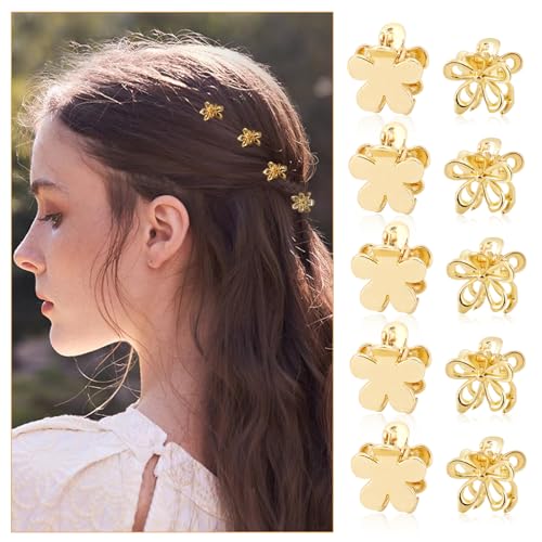 CWJCYTNSN Gold Flower Claw Hair Clips 12Pcs 0.6" Mini Nonslip for Thick or Fine Hair - Variation: Gold flower