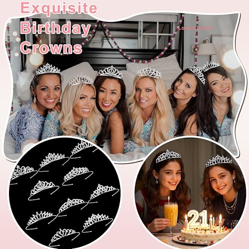 GLITZJOY 10-Piece Sparkly Rhinestone Princess Tiara Headband Set for Women & Girls