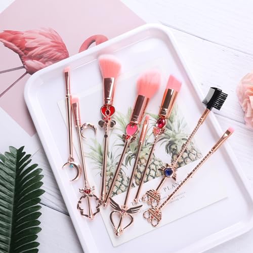 Pink Sailor Moon 9-Piece Makeup Brush Set with Travel Bag