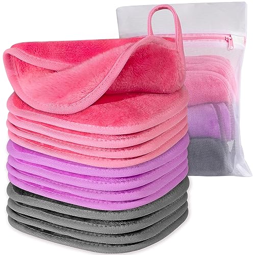 12 Pack Reusable Makeup Remover Cloths - 6" x 6" Microfiber Towels MixColor-2