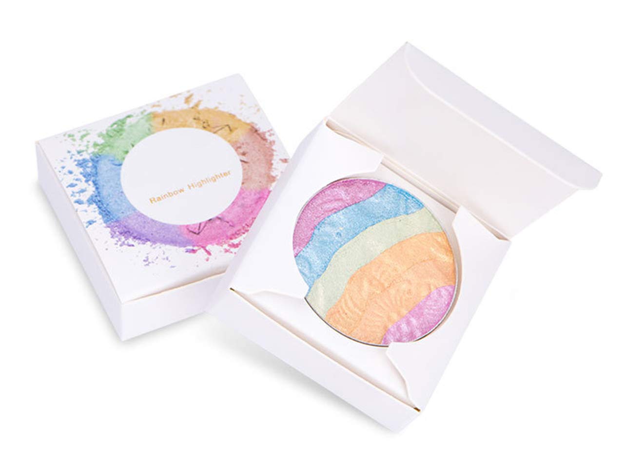 FantasyDay 3D Baked Rainbow Highlighter Eyeshadow Palette - 6 Vibrant Colors for Stunning Makeup Looks