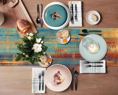 Emvency Abstract Vintage Blue Table Runner - 13x72 Inch Linen