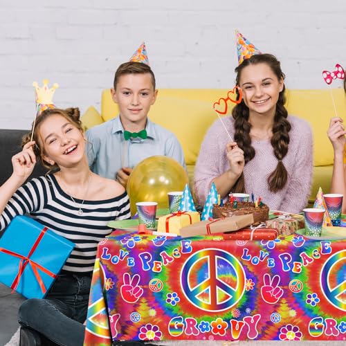 Tie Dye Tablecloths for Birthday Parties – 3 Pack Groovy Design