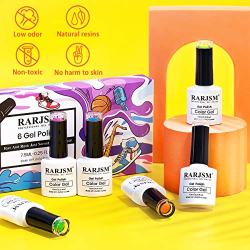 RARJSM Dark Neon Gel Polish Set - 6 Colors, 7.5ml Nail Polish Kit