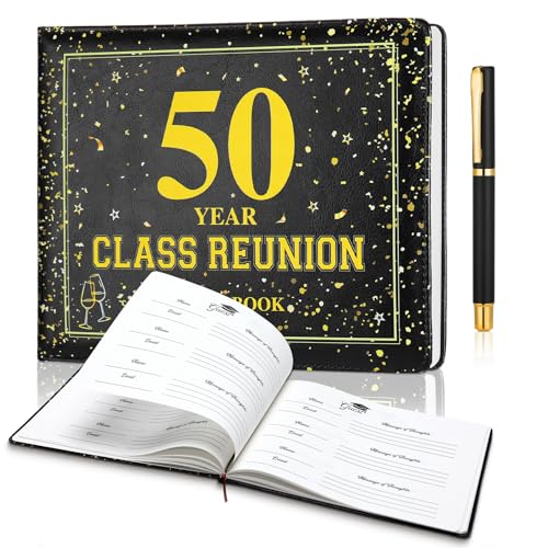 50th High School Reunion Guest Book - Black & Gold 1976 Keepsake