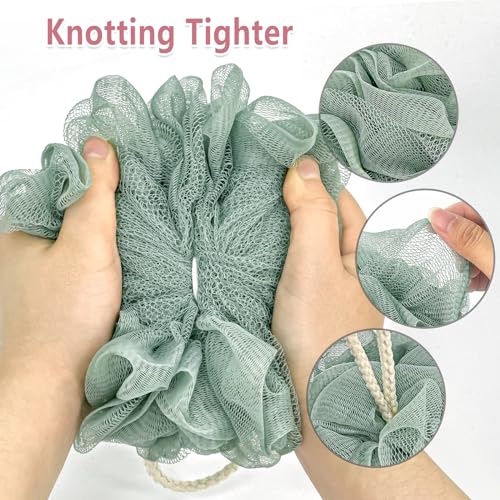 RNOAFMU Exfoliating Bath Loofah Sponge Pack - Pink, Green, White, Gray, 4 Pack