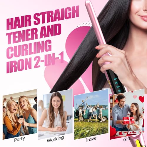 Mvxitanny Mini Hair Straightener for Short Hair with LED Display, 15s Heat Up, Dual Voltage