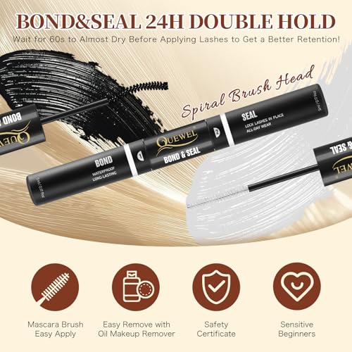 QUEWEL DIY Eyelash Extension Kit with 144 Cluster Lashes, Bond, Seal & Tool