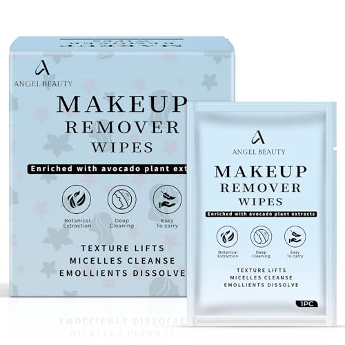 Angel Beauty Micellar Makeup Remover Wipes – 30 Individually Wrapped Facial Cleansing Wipes with Aloe, Avocado & Vitamin C