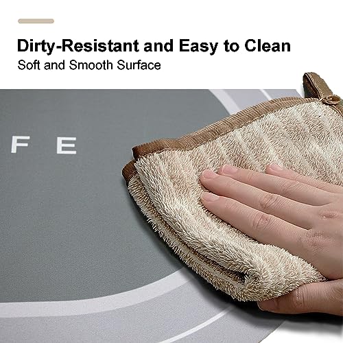 Quick-Drying Non-Slip Rubber Bath Mat - Super Absorbent Diatomaceous Earth, 16.9x26.7in, Dark Grey