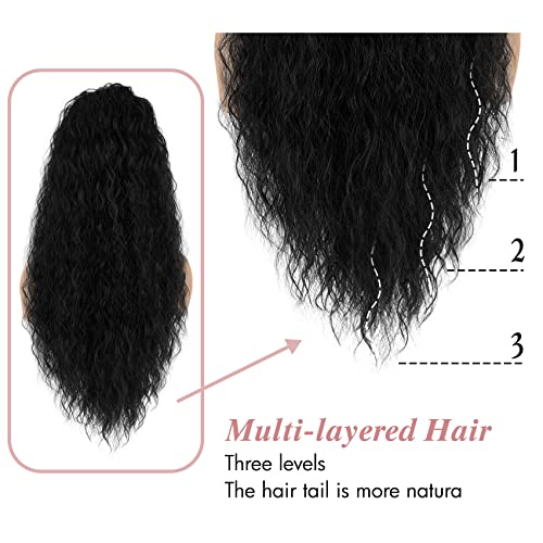 26 Inch Black Curly Drawstring Ponytail Extension for Women