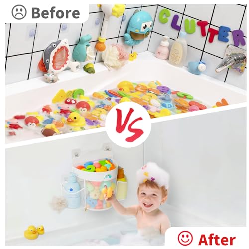 Austion Hanging Bath Toy Storage with Quick-Dry Mesh - Space-Saving Organizer for Kids