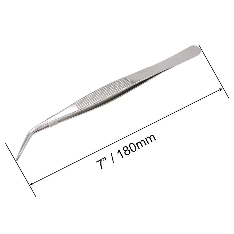VictorsHome 7 Inch Stainless Steel Tweezers with Curved Serrated Tip Multipurpose Forceps for Craft Repairing 2 Pack