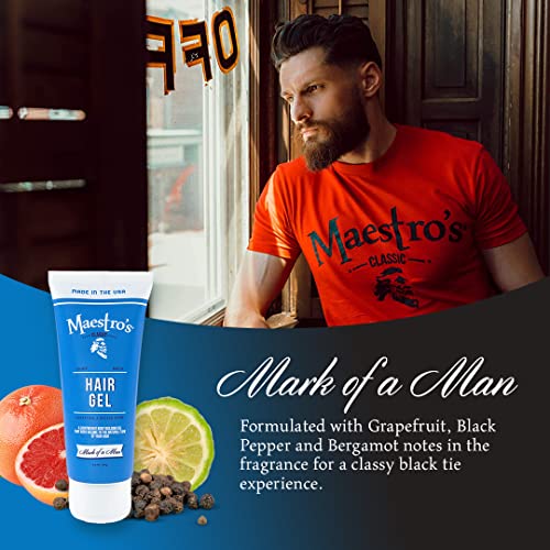 Maestro's Classic Hair Gel - Mark of a Man Blend, 3.4 oz | Medium Hold, Flake-Free Formula for All Hair Types