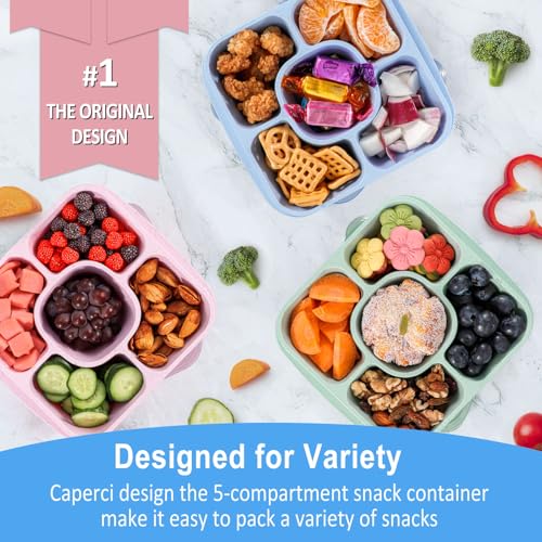 Caperci 5-Compartment Snack Containers - Eco-Friendly Bento Box Set