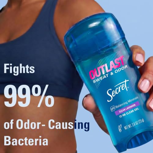 Secret Outlast Antiperspirant Deodorant for Women, 72HR Protection, Clear Gel, Lavender Scent, 2.6 oz