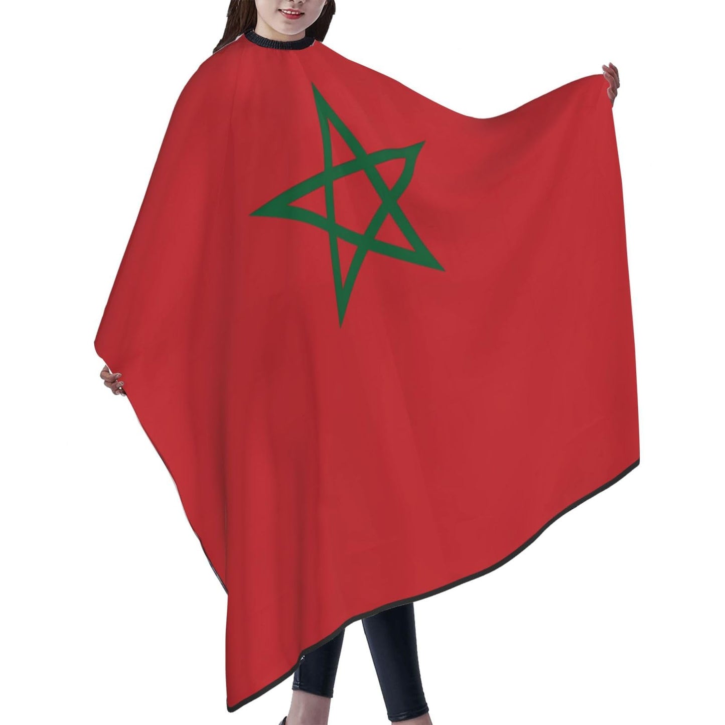Morocco Flag Hair Cutting Barber Cape Hair Salon and Dyeing Styling Cloth for Women/Men