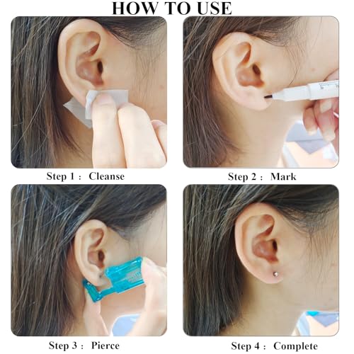 Orglace Disposable Ear Piercing Kit 101#-2mm Self-Piercing Gun with Earrings