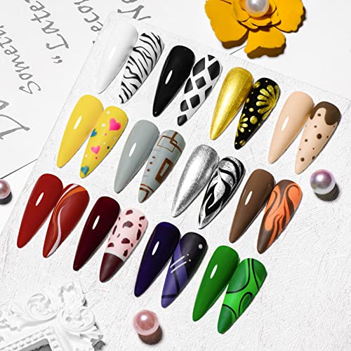 12 Colors Painting Gel Nail Polish Kit with Nail Art Brush - MEET ACROSS