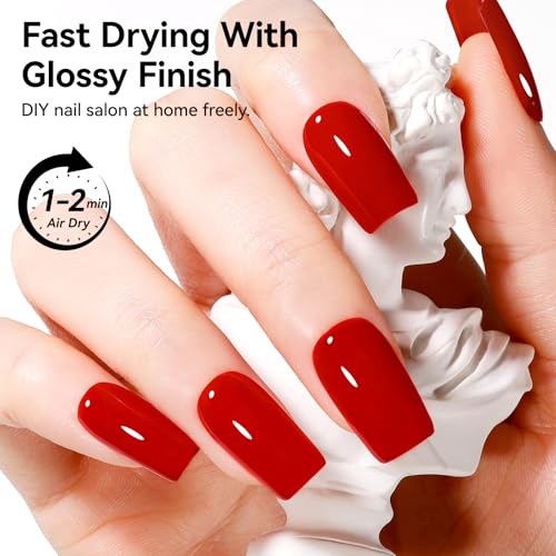 Nailshion 375 Noble Red French Nail Polish - Classic Air Dry Red Gel