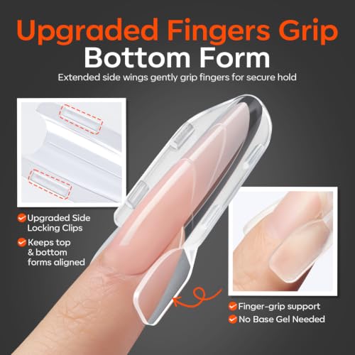 Modelones Almond Oval Dual Nail Forms - 120pcs, No Base Gel Needed
