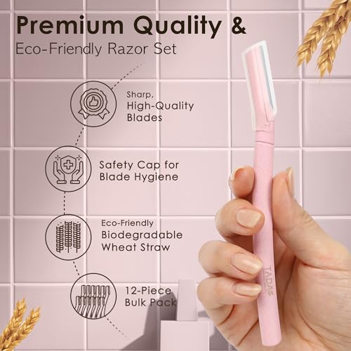 TADA Biodegradable Dermaplaning Tools 12-Pack – Green Face Razors