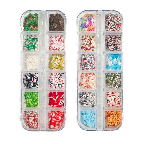 LOPURO Christmas Nail Art Slices 3D Polymer Clay Mini Decorations for DIY Nails