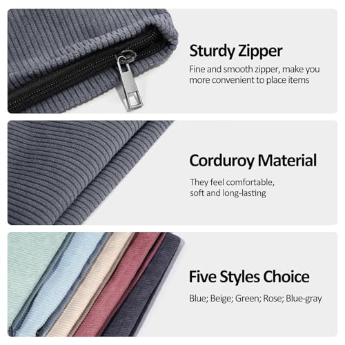 MAANGE Gray Small Makeup Bag for Purse Travel Cosmetic Organizer Corduroy