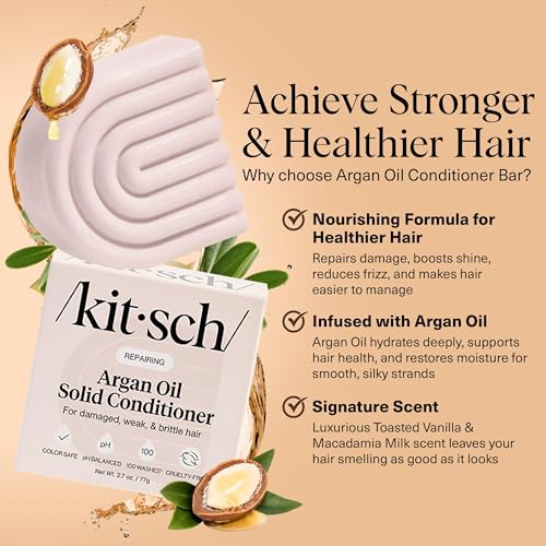 Kitsch Argan Oil Conditioner Bar for Hair Repair & Frizz Control – 2.7 oz