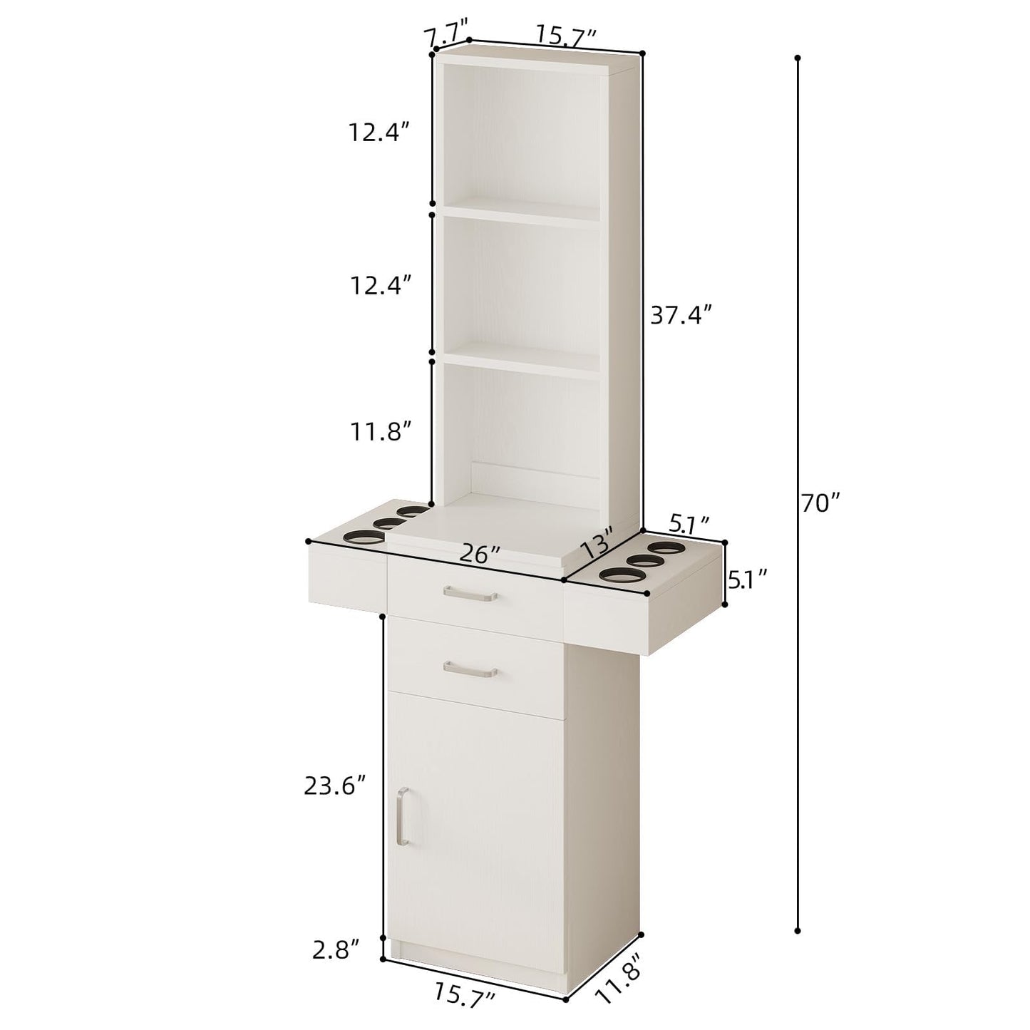 4ever2buy Salon Station for Hair Stylist, White Barber Station Hair Salon Station, Hair Station Equipment Hair Dryer Holder, White