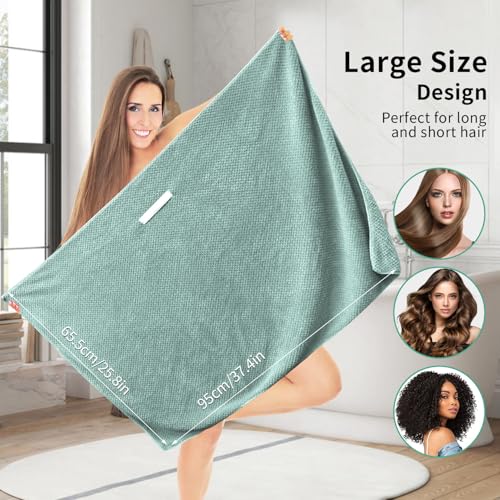 Microfiber Hair Towel Wrap for Long Curly Hair - 2 Pack Quick Dry Towels