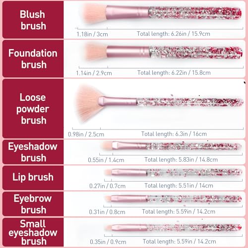 7-Piece Pink Unicorn Makeup Brush Set with Glitter Accents