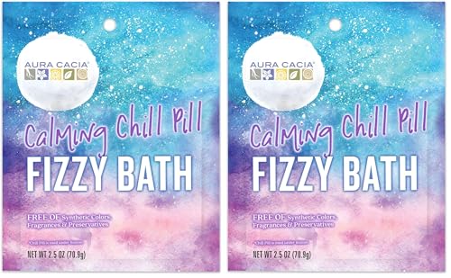 Aura Cacia Chill Pill Fizzy Bath, Calming Aromatherapy Soak, 2.5oz (2 Pack)