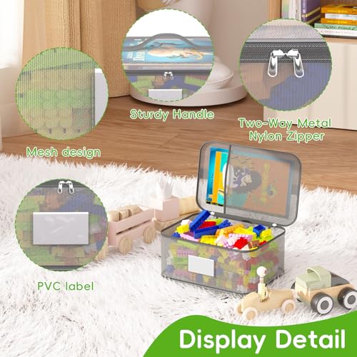 6 Pack Large Clear Toy Storage Bags with Zipper - Durable Organizer for Puzzles and Building Blocks