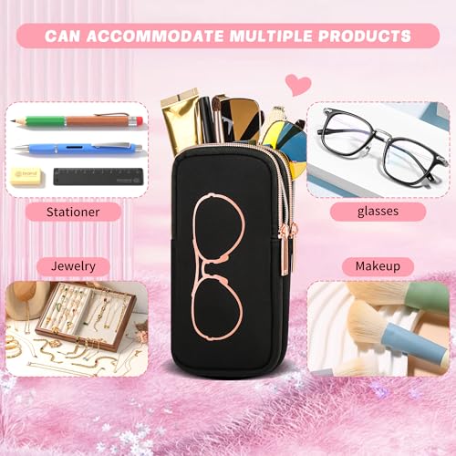 Black Double Eyeglass Case | Sunglasses Case with 2 Compartments
