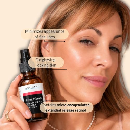 YEOUTH Retinol Serum for Face 1oz with Hyaluronic Acid & Vitamin E - Gentle Night Anti-Aging