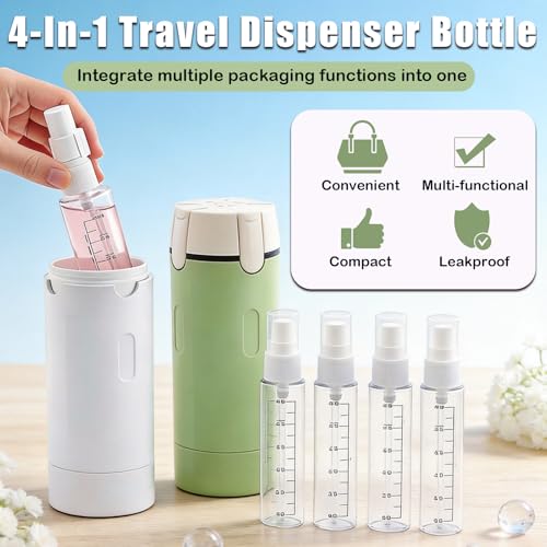 ZANSHI 4-in-1 Travel Dispenser Bottle Set for Toiletries
