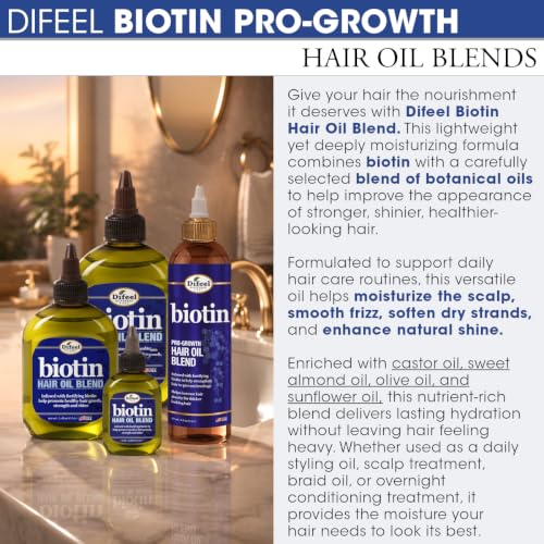 Difeel Biotin Hair Oil Blend - Lightweight Moisturizing Treatment, 12 oz