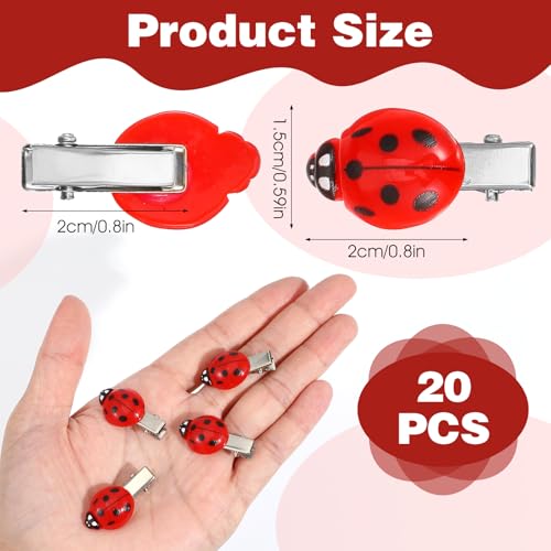 20 Pcs Red Ladybug Hair Clips for Girls - Cute Insect Accessories