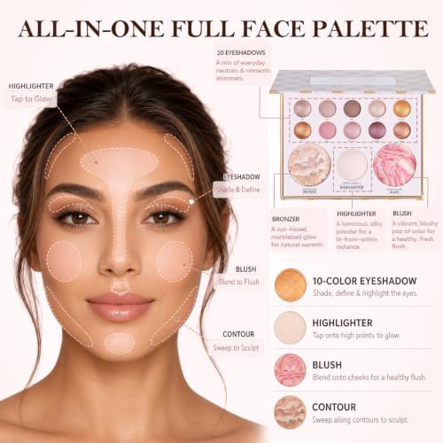 Miss Rõse 13-in-1 Baked Makeup Palette: Bronzer, Blush, Highlighter & Eyeshadow
