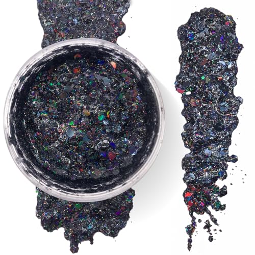 Electric Bliss Holographic Black Glitter Gel for Face, Body, and Hair