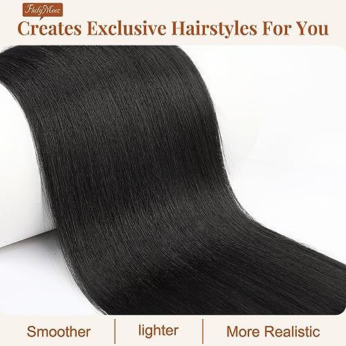 Flufymooz 30 Inch Natural Black Synthetic Ponytail Extension - Easy Clip-In Hairpiece for Women