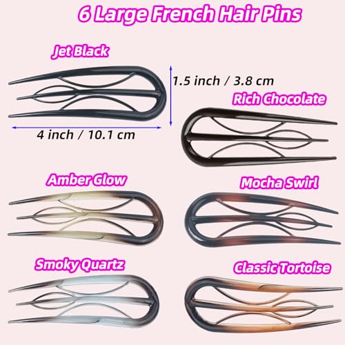 6PCS U Shaped Hair Pins for Women - Secure Hold Bun Twist Accessories